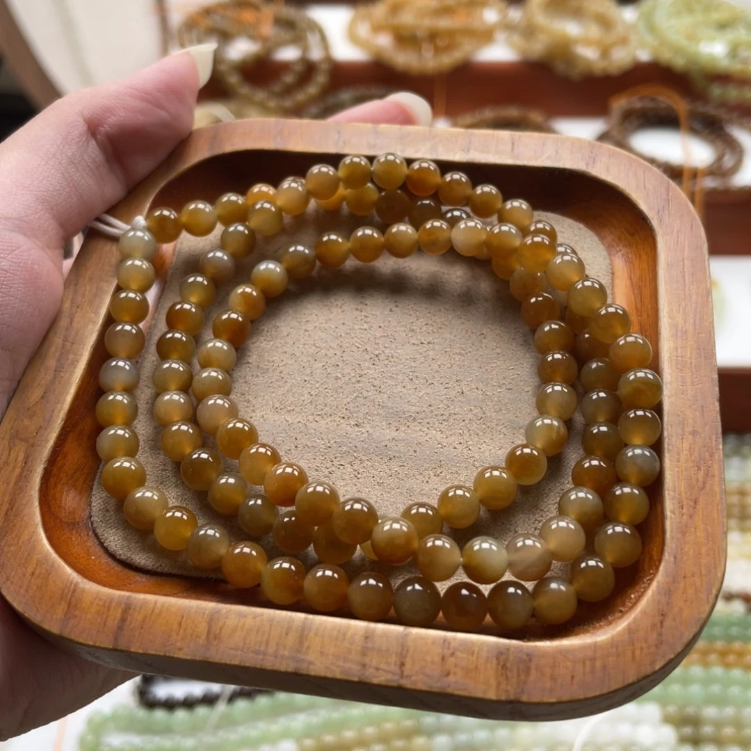 和田玉未镶嵌毛衣链珠串6mm