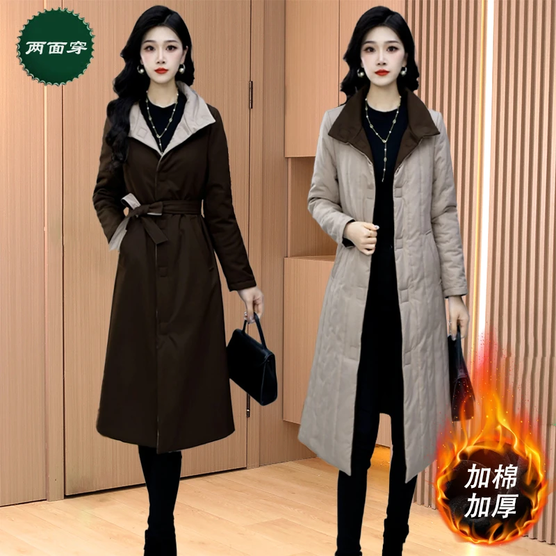 【两面穿】冬季时尚高端中长款加厚小个子修身显瘦棉衣棉服外套