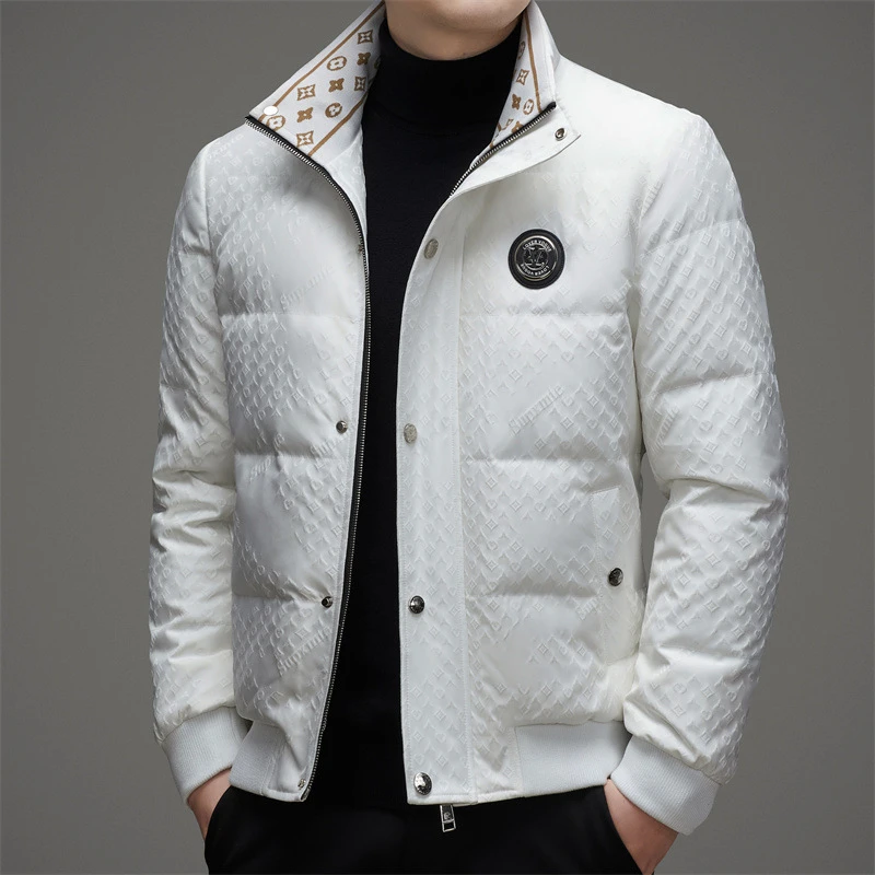 路易圣戈希男士户外宽松防风羽绒服厚款冬季休闲短款外套中年夹克