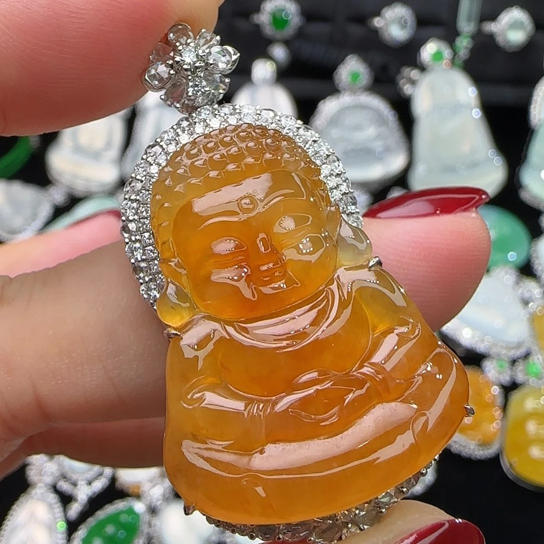 翡翠18K金镶嵌颈饰天然翡翠