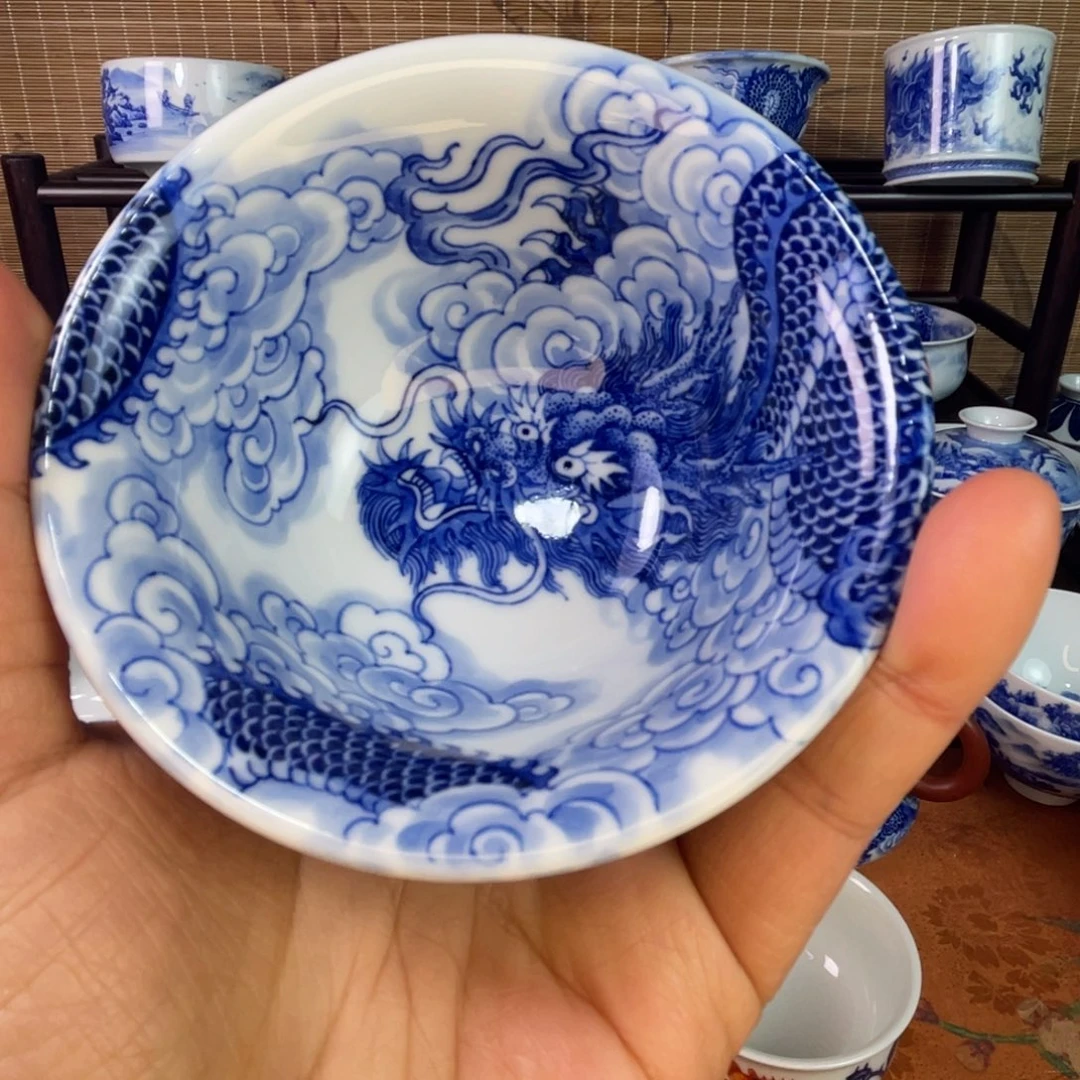 好***螂景德镇陶瓷艺术内绘龙压手，微瑕