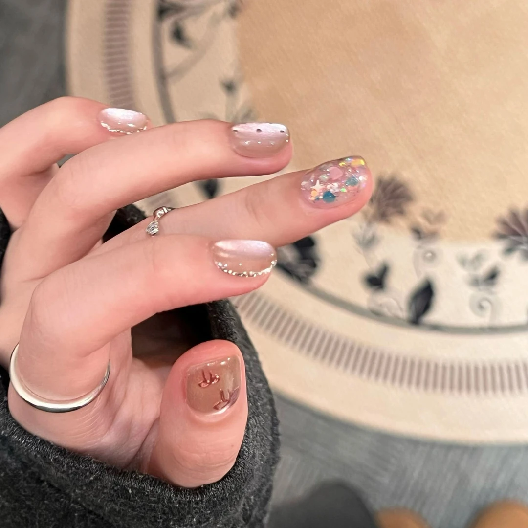 【双马尾】现货捡漏 少女季*蝴蝶结亮片波点猫眼 纯手工穿戴甲