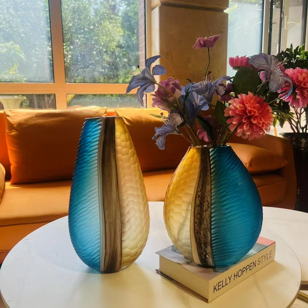 <可清甄选-海霞>手工磨刻高档琉璃花器 多样性发一