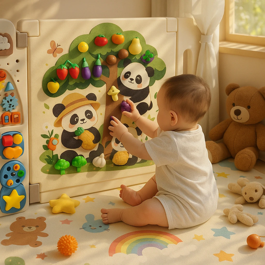 宝宝早教益智毛毡板水果切切乐忙碌板免打孔毛毡学习板安静书