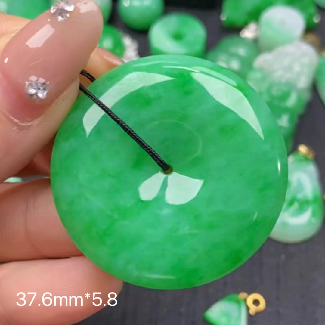 缅甸翡翠A货平安扣毛衣链