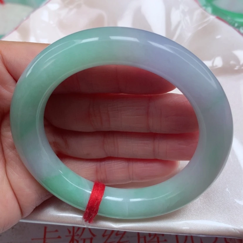 【闪购商品】翡翠手镯（圆镯）未镶嵌冰胶春彩圆条手镯5354圈5号