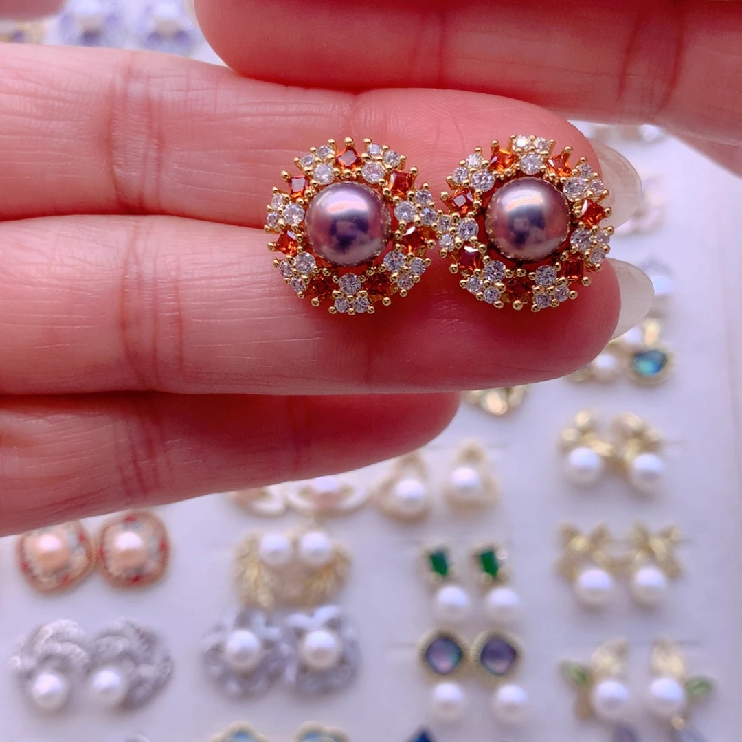 淡水珍珠耳饰合金