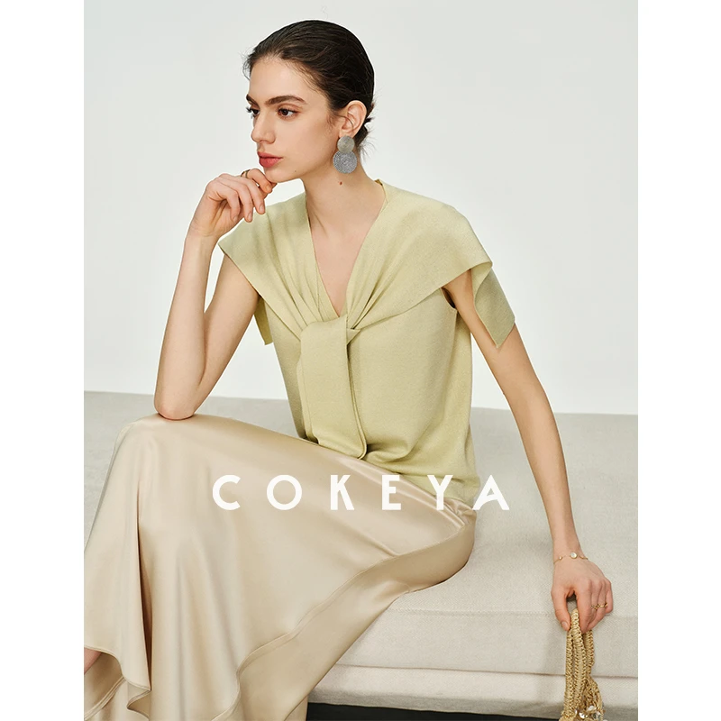 COKEYA/博主“星空衫”~细闪金银丝真丝羊毛造型感披肩背心两件套