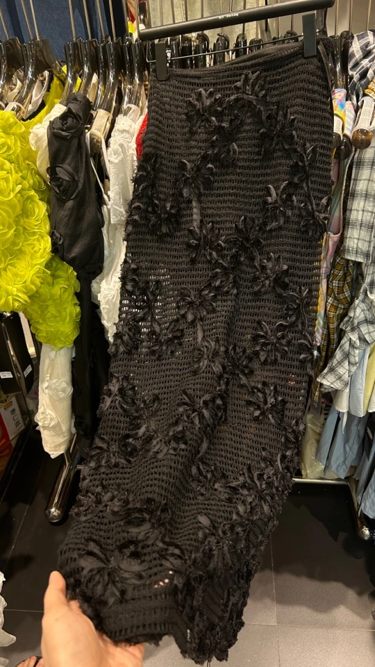 Q•iao 百搭复古扎花半裙小众系