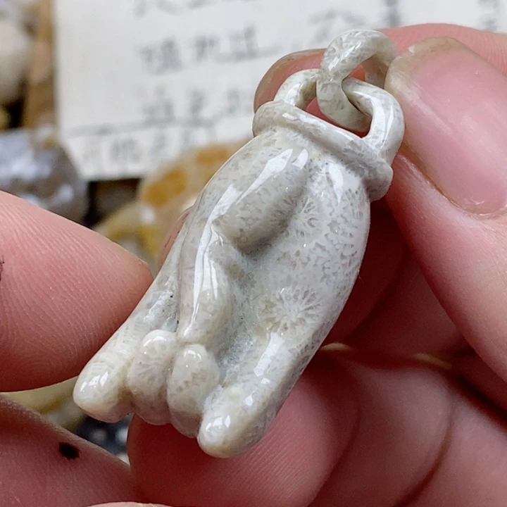 颈饰未镶嵌硅化珊瑚（珊瑚玉）