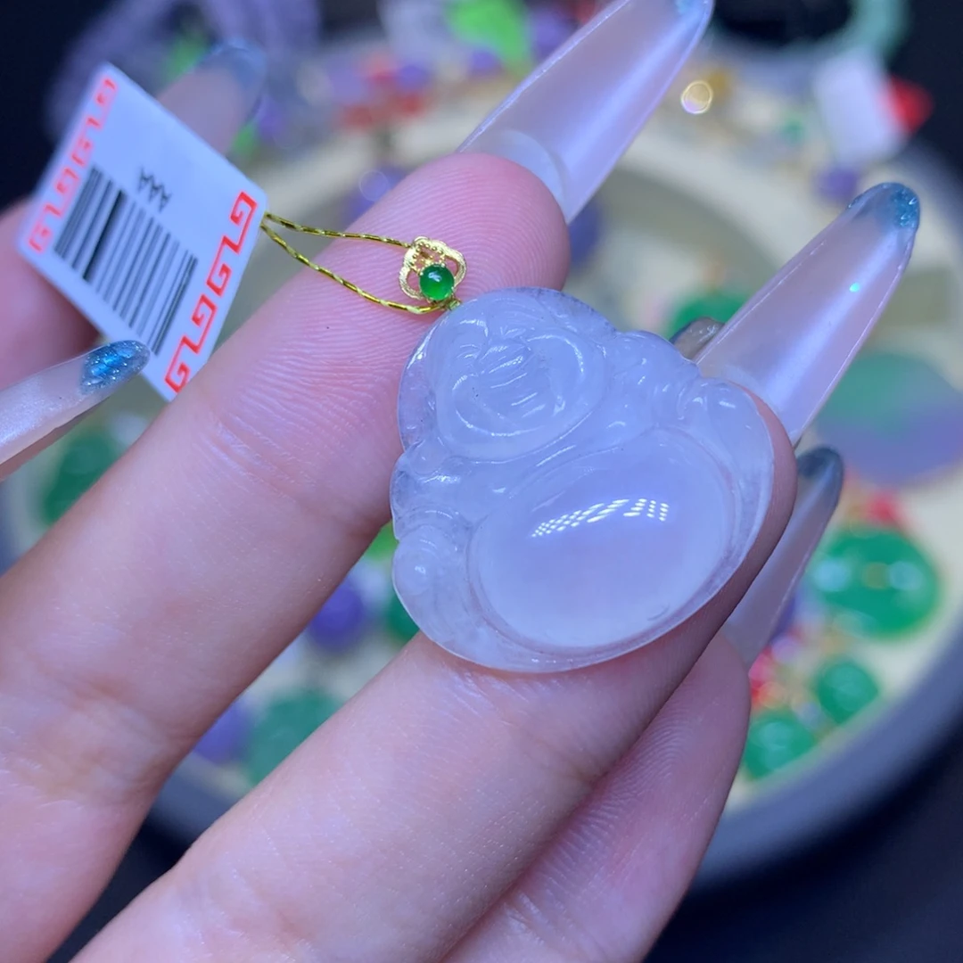 颈饰18K金镶嵌翡翠天然