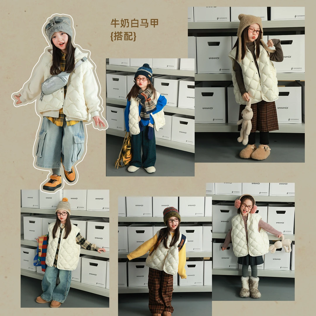 utouto大耳象女童羽绒马甲轻羽2025冬季新款外套绒2509067