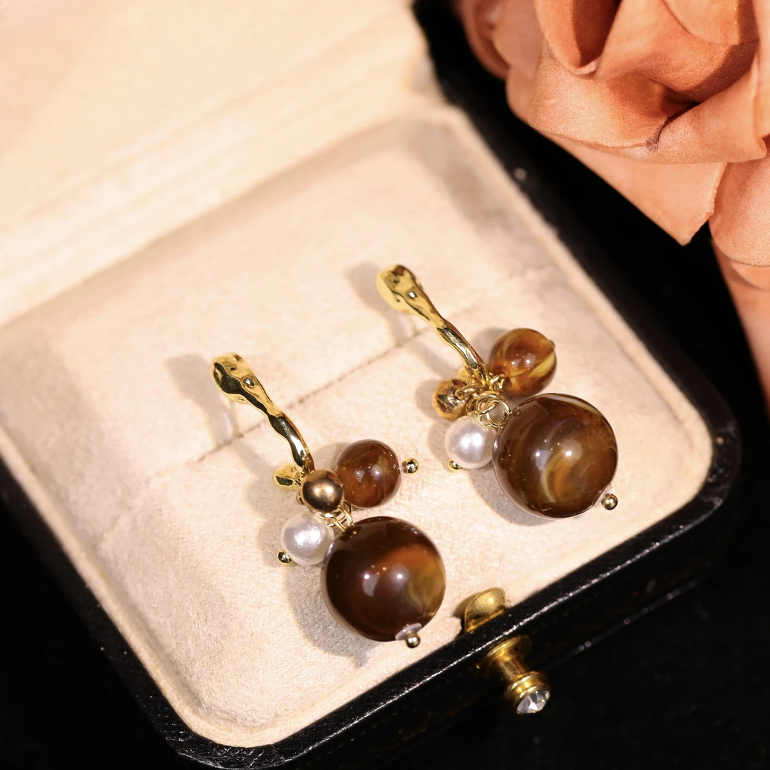铜合金耳饰 【梨花秋】轻奢时尚气质百搭高级小众设计感耳饰RH1108