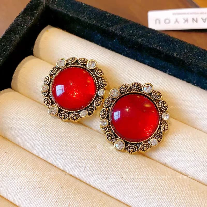 铜合金耳饰 【Q173】圆形气质耳环大气时尚耳钉高级感高档复古耳环