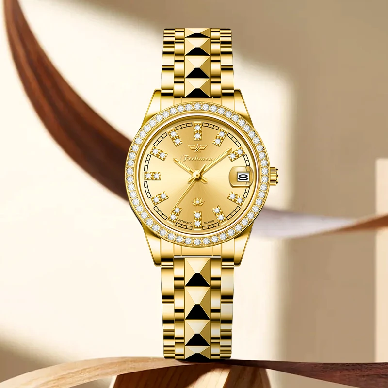 金芙蓉系列满钻高级感女士全自动机械表赠项链 F6800-G