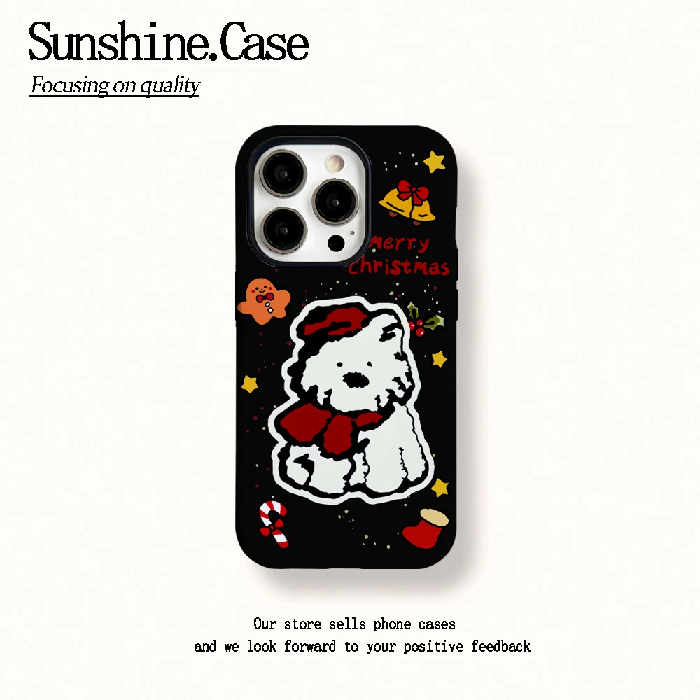 菲林二合一适用苹果华为vivo小米oppo手机壳黑底狗狗16PRO/15