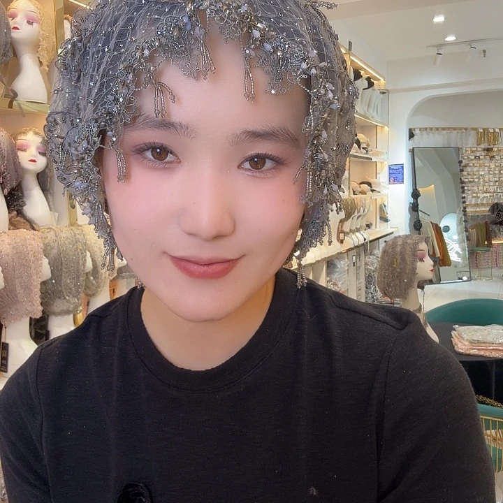 纯棉灰色高定丝带帽398