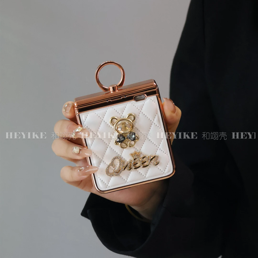 水钻熊壳膜一体适用荣耀MagicVFlip手机壳铰链全包防摔mixflip新