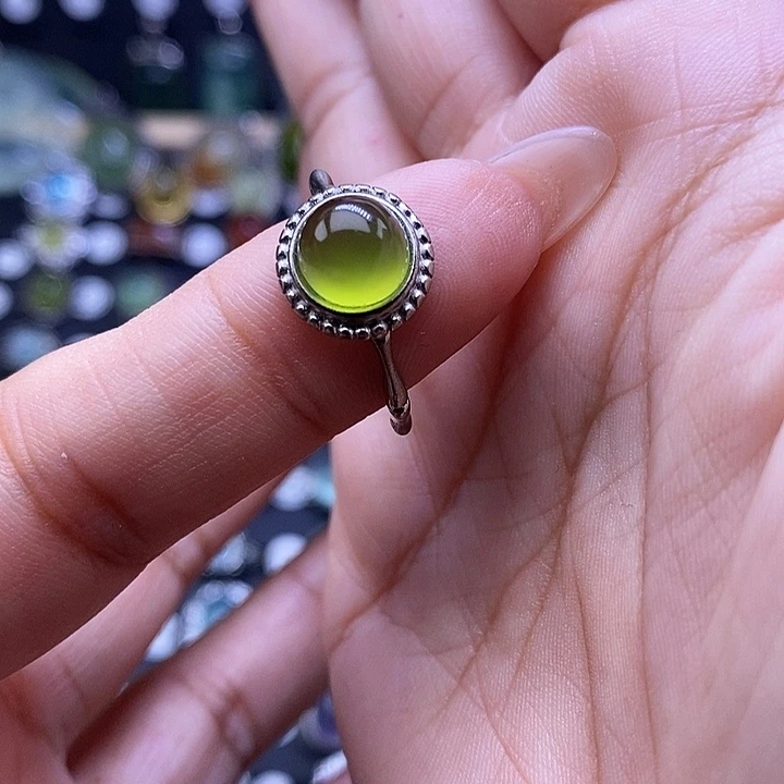 岫玉银S925镶嵌戒指