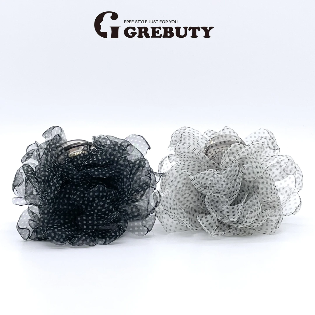 GREBUTY 6447 简约百搭波点纱纱花苞8cm抓夹