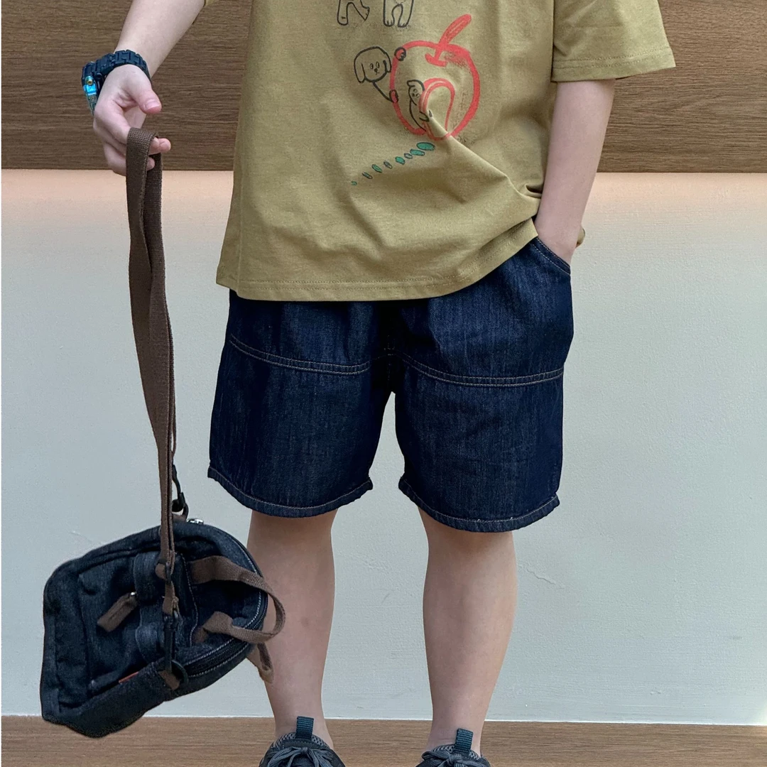 vilimama2025儿童飞机刺绣原色牛仔不褪色牛仔裤中裤25514