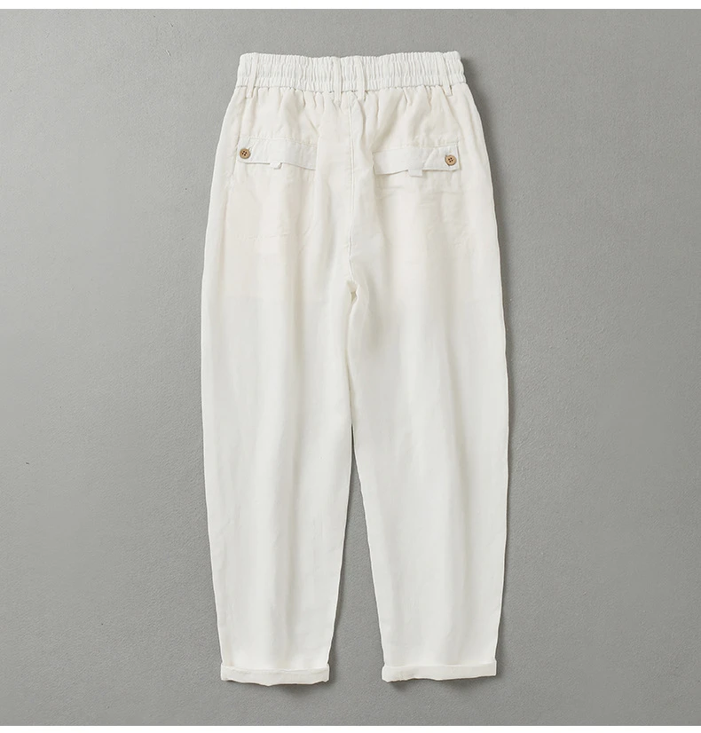 纯色水洗麻直筒商务宽松RZ裤A082休闲裤