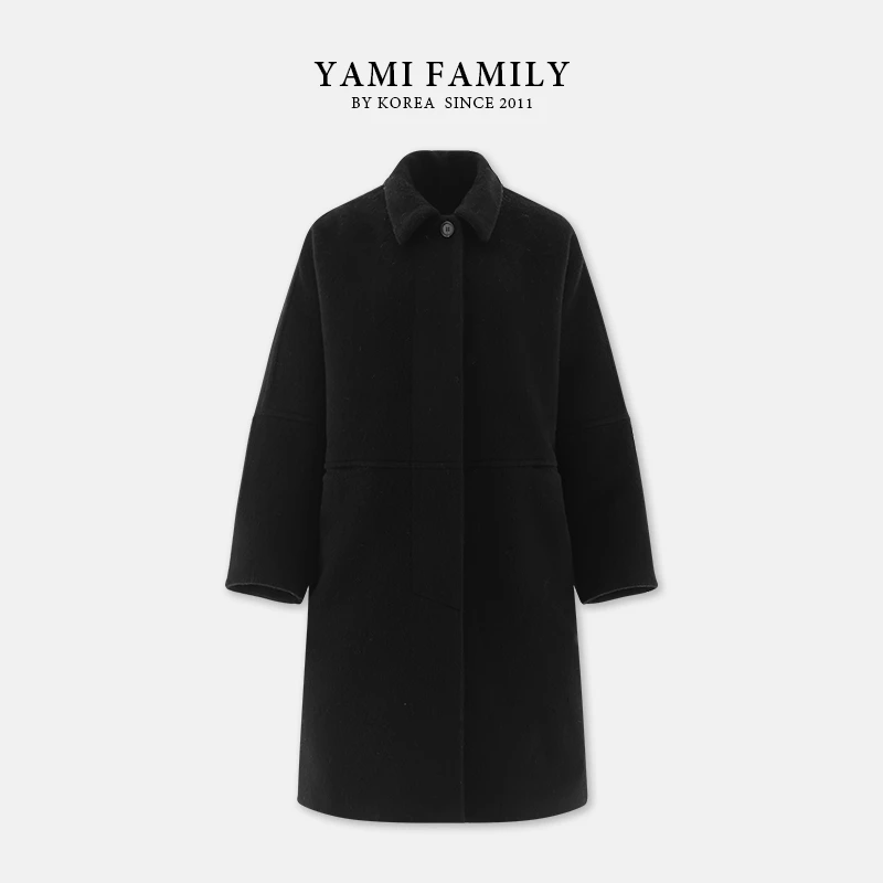 【大狗熊】YM 85003 休闲羊绒毛呢中长款双面翻领羊毛大衣