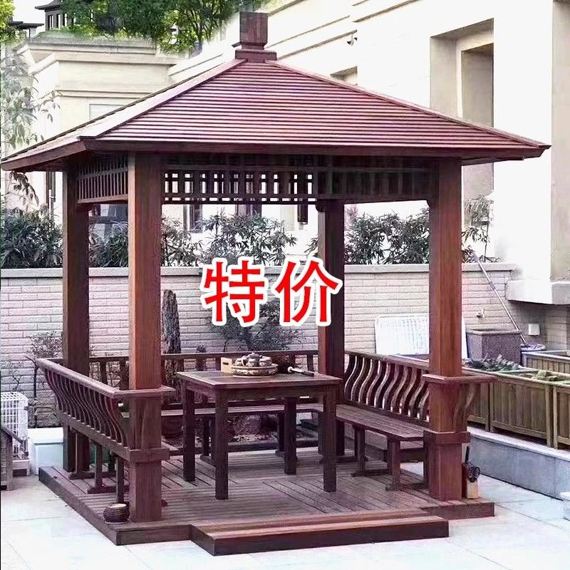 户外凉亭庭院实木古建四角六角碳化防腐室外简易别墅花园仿古亭子