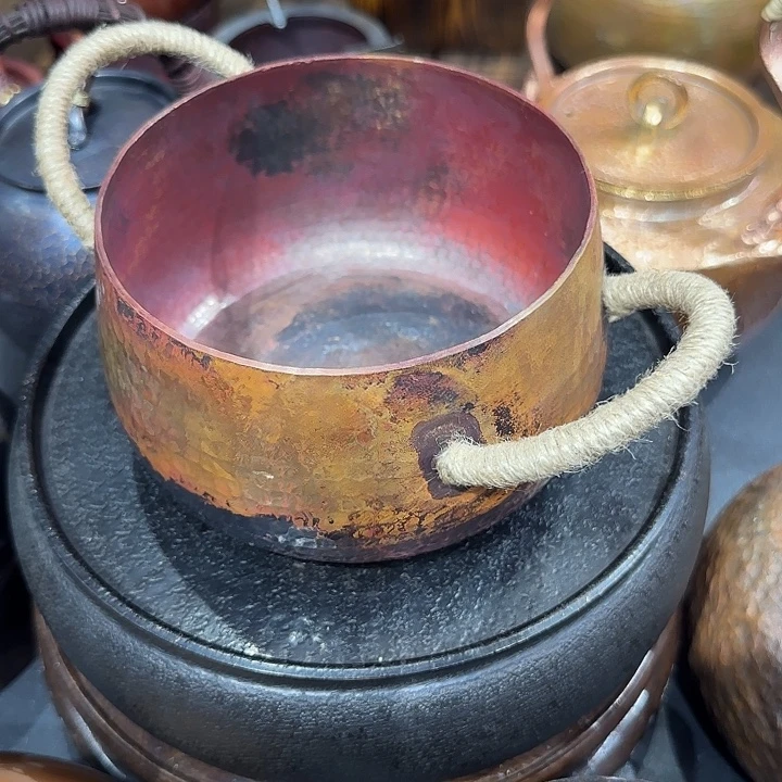 邯***司紫铜手工制作约1.3升容量煮锅