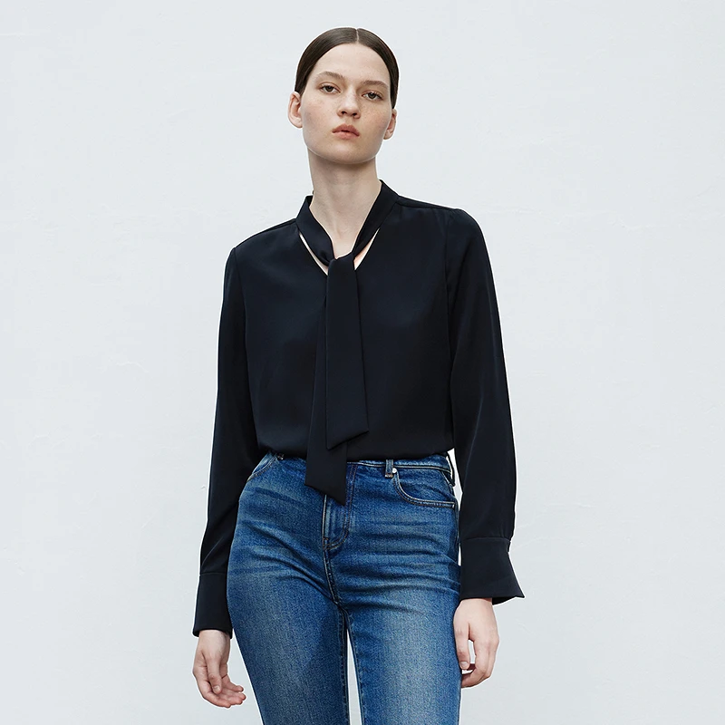 【明星同款 特价】朗姿新品法式高级衬衫时尚气质衬衣长袖欧若风