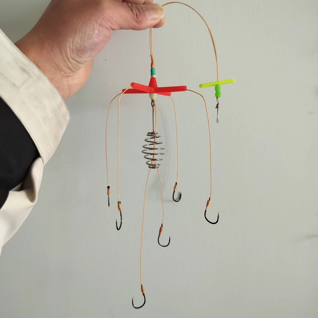 鲢鳙鱼钩方块饵料十字抛竿钓鲢鳙钩海竿远投鲢鳙专用爆炸钩手工绑