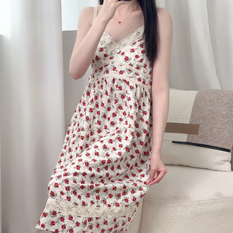 带胸垫睡衣女款爆款2025新款夏季高颜值吊带睡裙可外穿宽松家居服