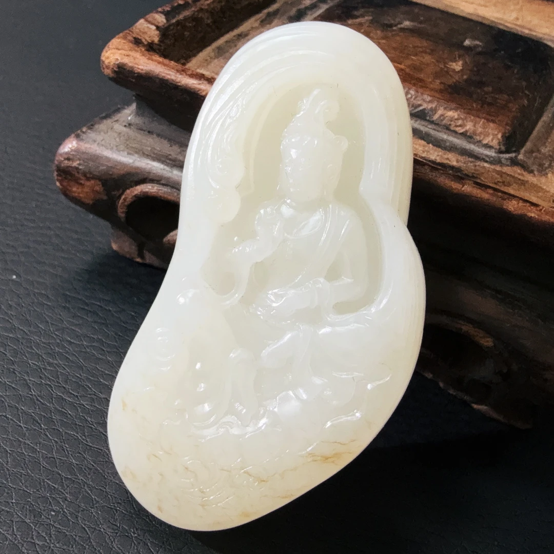 【伟伟鉴定】和田玉 籽 料 观音 吊坠 60/30/12 精品收藏