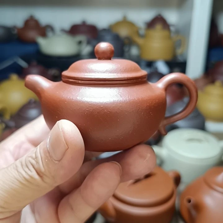 紫砂茶盘原矿红降坡莲子粗砂150cc半手工