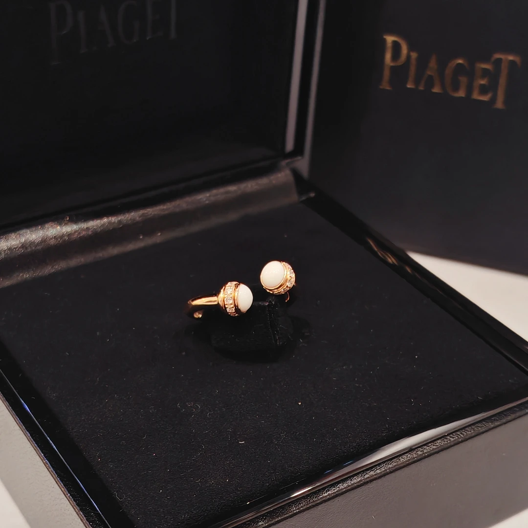 99新 Piaget/伯爵 possession开口戒（白）/K玫/#54/盒  X9