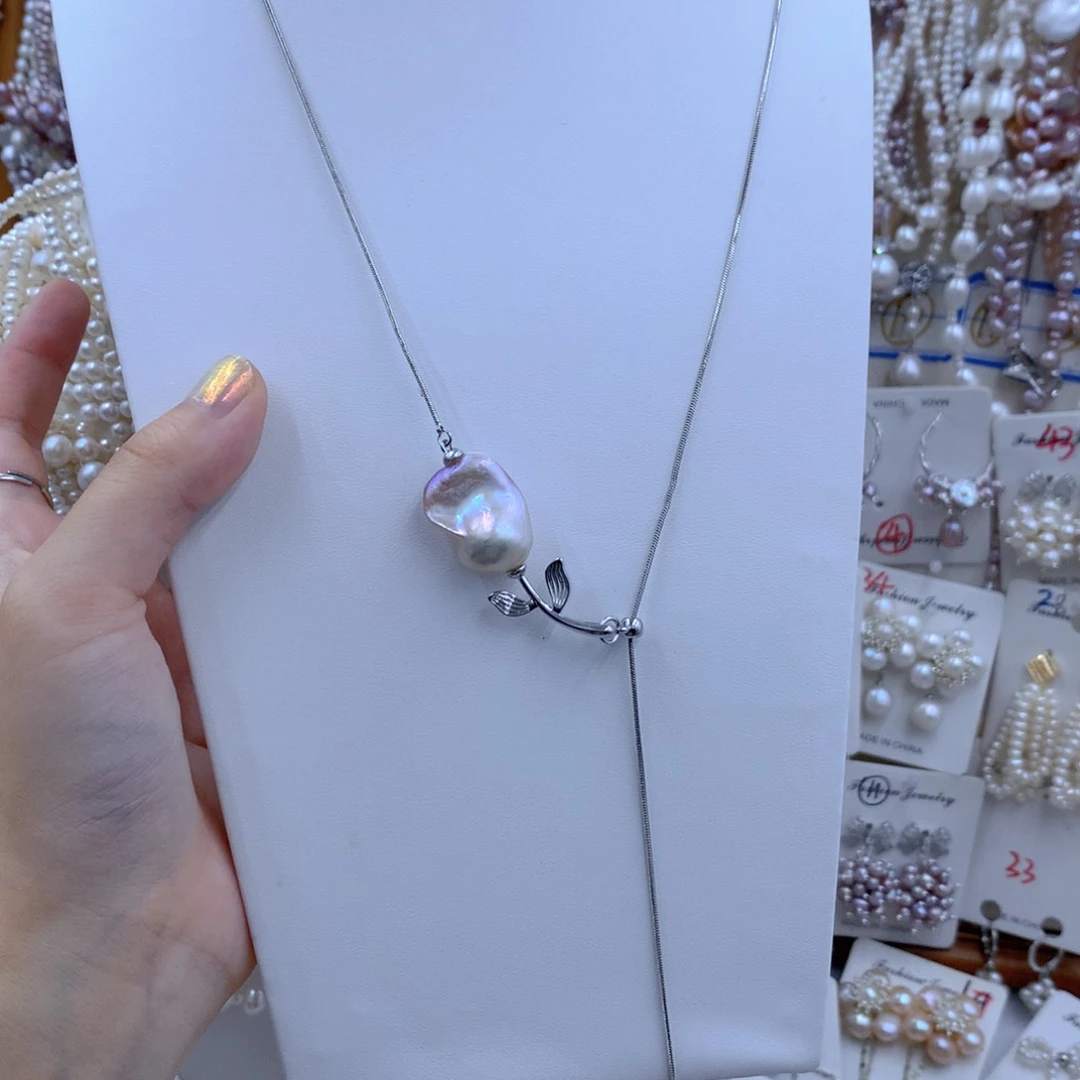 颈饰银S925镶嵌淡水珍珠