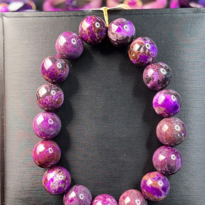 苏纪石（舒俱来）手链未镶嵌泥地荷花红手串