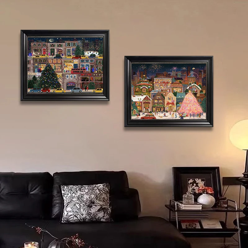 FR48圣诞冬灯北欧装饰画节日挂画卧室摆画玄关沙发背景墙壁画