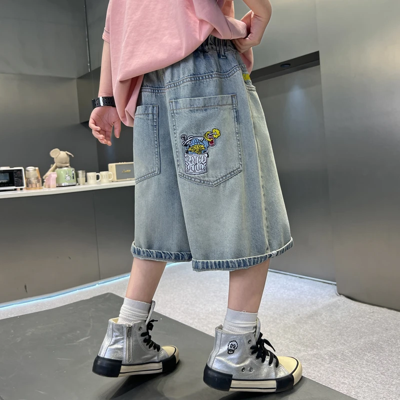 男童夏装牛仔中裤2025新款五分裤子中大童夏季薄款洋气短裤儿童潮