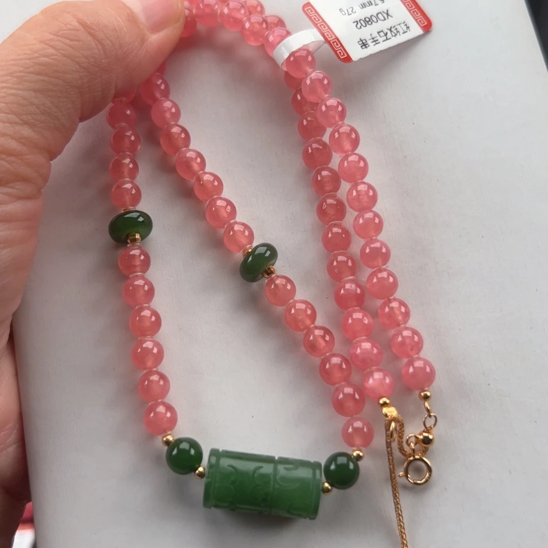 菱锰矿（红纹石）未镶嵌颈饰