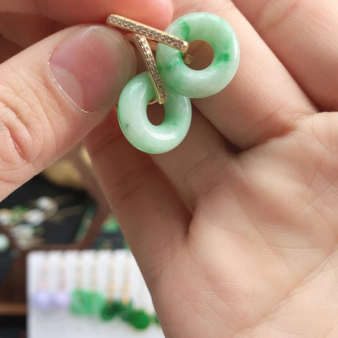 翡翠耳饰银S925镶嵌耳饰