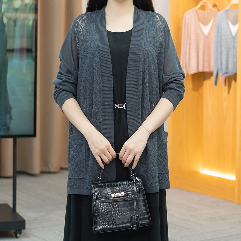 2025春夏新款宽松时尚洋气百搭针织网纱薄款短中款外搭2504-142