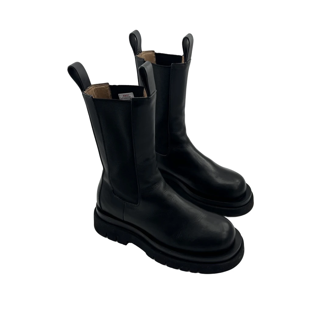 95新 BOTTEGA VENETA/葆蝶家 37.5码/黑色烟管长靴/pp426162