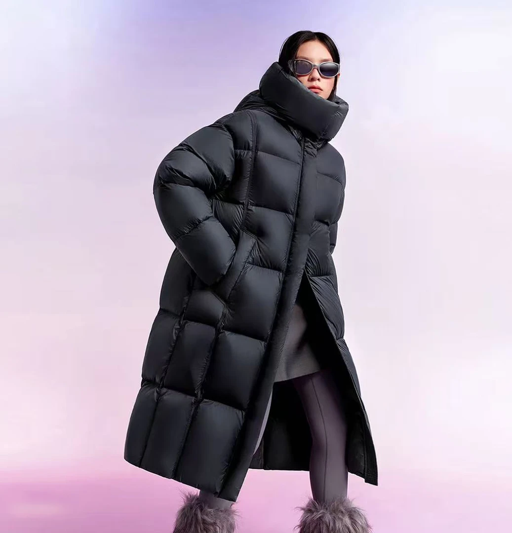 2025长款保暖棉服新款冬季过膝百搭女款连帽宽松韩版