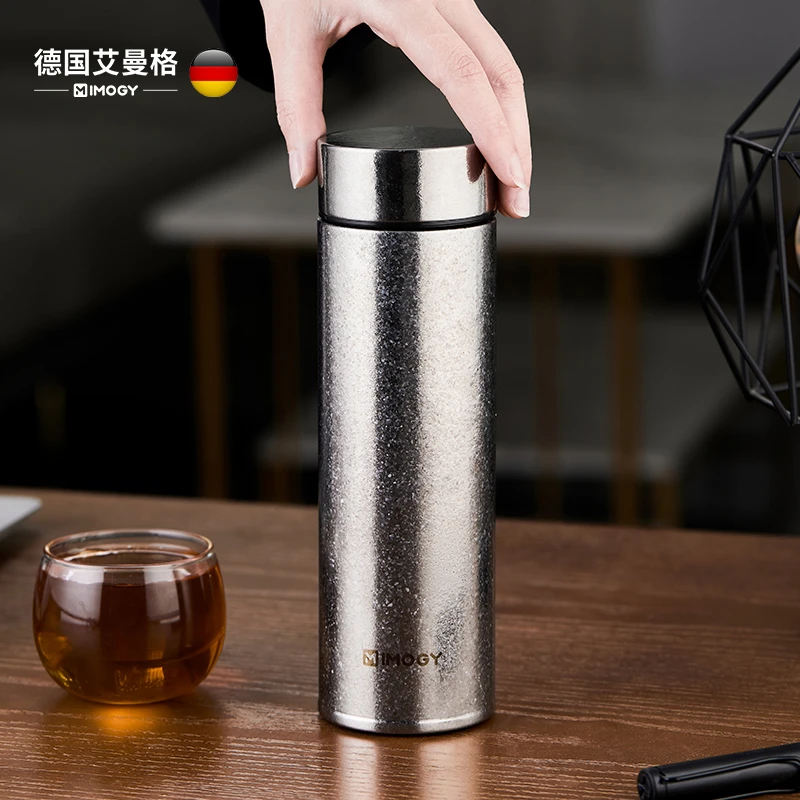 艾曼格纯钛保温杯高端纯钛杯茶水分离水杯全钛保温杯泡茶杯子男士