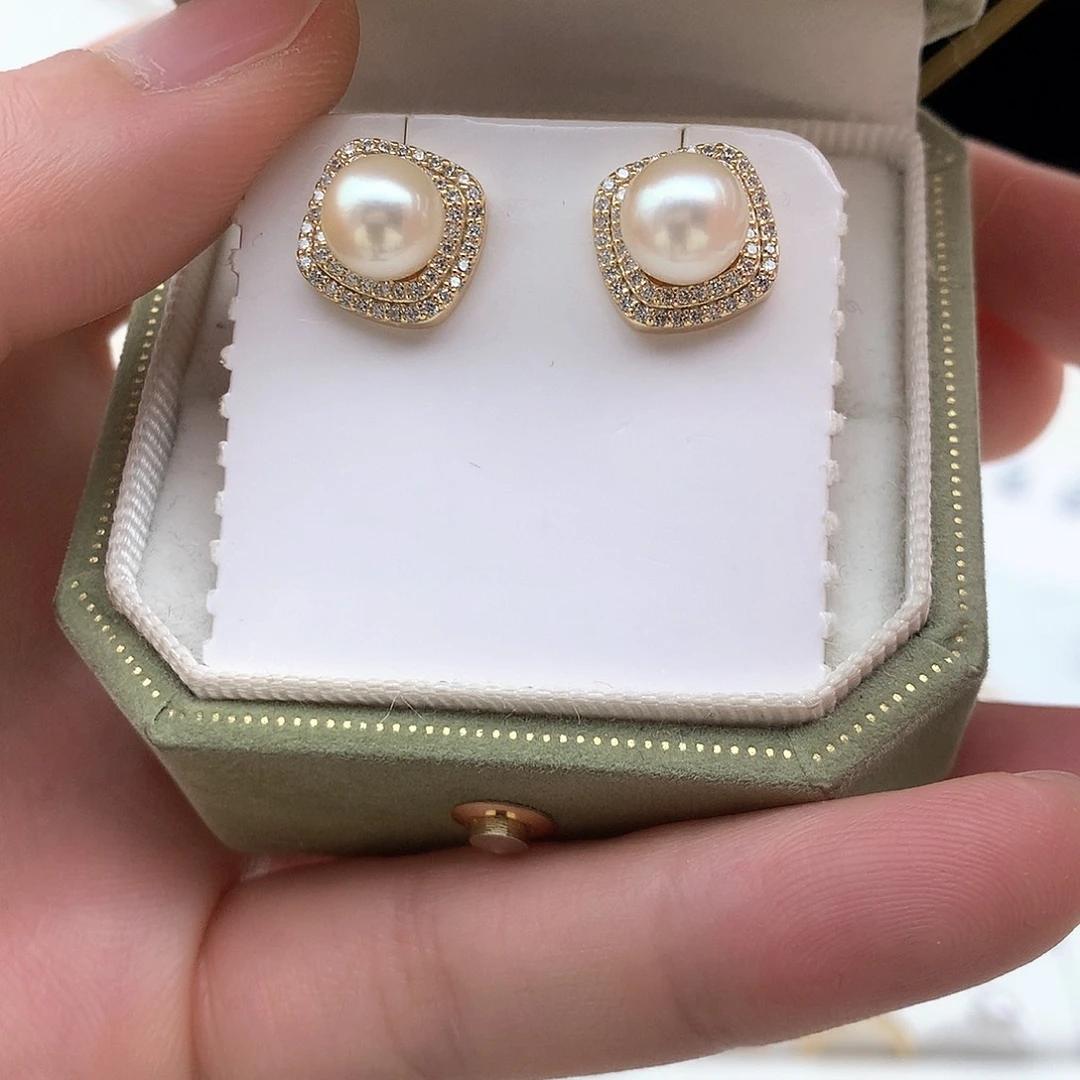 海水珍珠7.5-8mm羽皇金银S925镶嵌