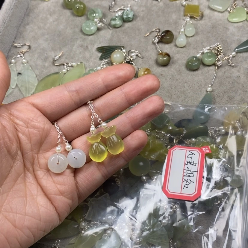 【闪购商品】蛇纹石玉挂件耳饰耳环项链未镶嵌心****7