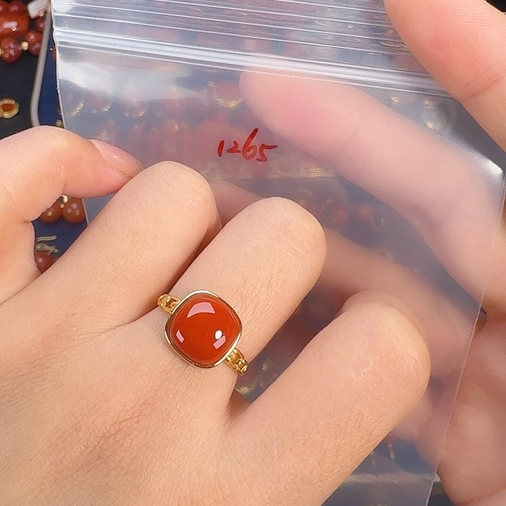 南红玛瑙银S925镶嵌戒指