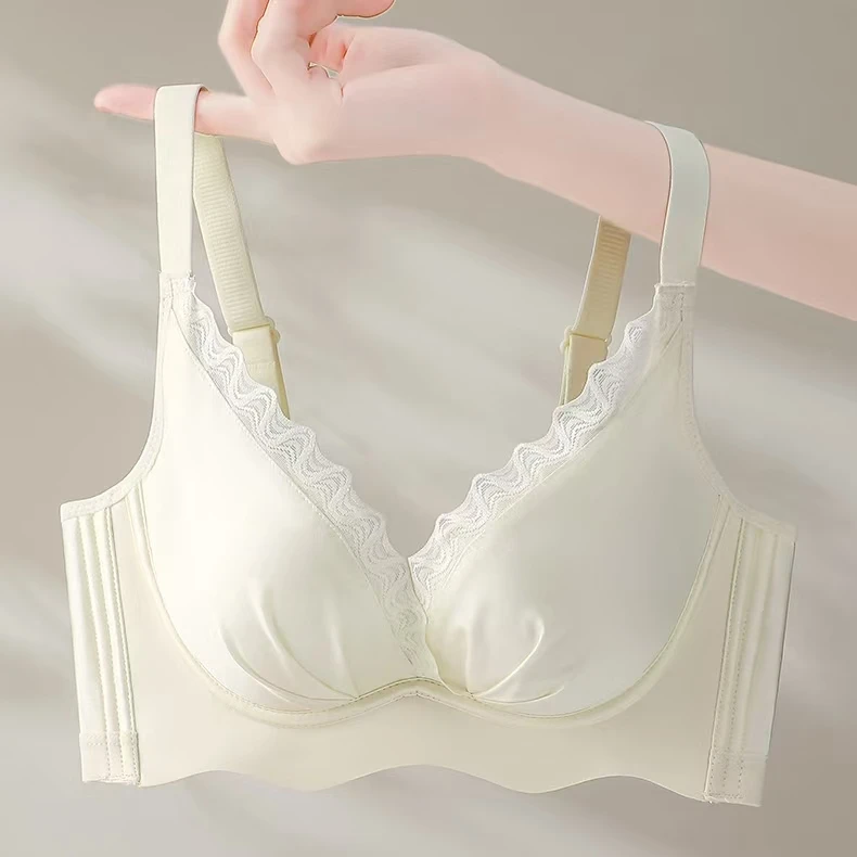 小胸聚拢内衣女光面无痕舒适无钢圈胸罩上托防下垂收副乳少女文胸