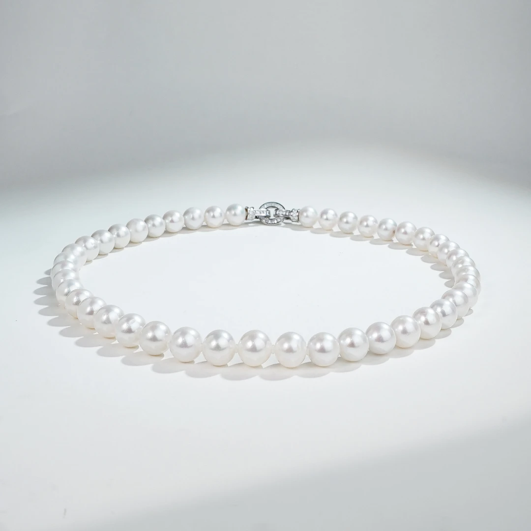 10-11mm林间雾YA428 银S925天然淡水珍珠项链45cm